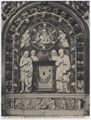 Luca della Robbia, 'Padre Eterno fra due angeli e quattro santi ai lati della Madonna', terracotta policroma