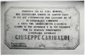 Lapide commemorativa riguardante Giuseppe Garibaldi