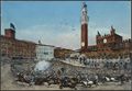 Vittorio Emanuele Giunti, acquerello raffigurante una corsa del Palio di Siena