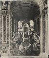 Pinturicchio,'Enea Silvio Piccolomini fa atto di sottomissione al pontefice Eugenio IV a nome dell'imperatore Federico III', dal ciclo di affreschi nella Libreria Piccolomini nel duomo di Siena