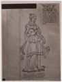 Disegno della 'Sibilla Tiburtina' di Benvenuto di Giovanni, tarsia marmorea nel pavimento del duomo di Siena.