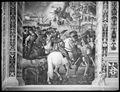 Pinturicchio,'Enea Silvio Piccolomini parte per Basilea come segretario del vescovo Domenico Capranica' particolare dal ciclo di affreschi nella Libreria Piccolomini nel duomo di Siena