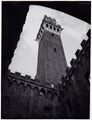Siena, veduta della torre del Mangia dal cortile del Podestà