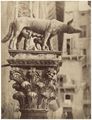 Giovanni e Lorenzo di Turino, 'lupa con i gemelli', scultura bronzea sopra una colonna di fronte al palazzo Pubblico di Siena.