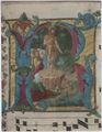 Girolamo da Cremona, 'Predica di San Giovanni Battista', miniatura del codice 18.3, c. 45v della Libreria Piccolomini di Siena