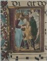 Liberale da Verona, 'Gesù risuscita il figlio della vedova', miniatura del codice 24.9, c. 77v della Libreria Piccolomini di Siena