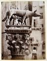 Giovanni e Lorenzo di Turino, 'lupa con i gemelli', scultura bronzea sopra una colonna di fronte al palazzo Pubblico di Siena.